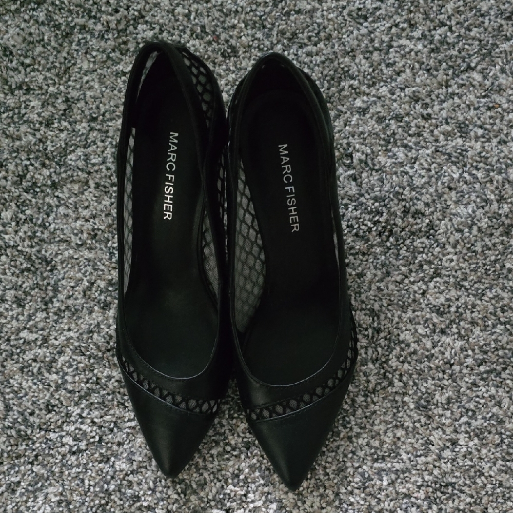 Marc Fisher Black Mesh Heels